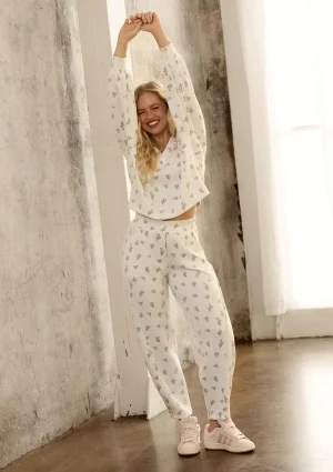 Ollie - Powder flowers printed rayon sweatshirt