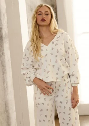 Ollie - Powder flowers printed rayon sweatshirt