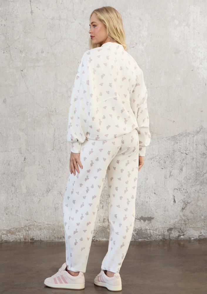 Ollie - Powder flowers printed rayon sweatshirt