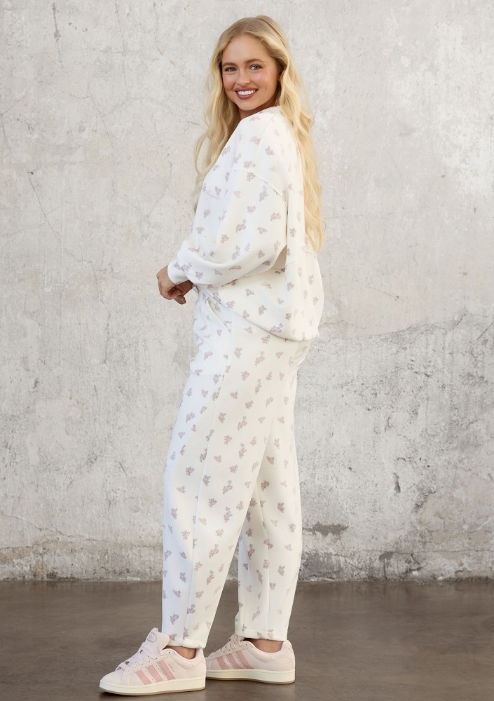 Ollie - Powder flowers printed rayon sweatpants