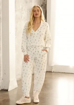 Ollie - Powder flowers printed rayon sweatpants
