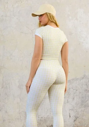 Alpha Short - Sunny yellow Vichy checkered top