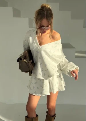 Ollie - Bluza z dzianiny soft Blue Flowers