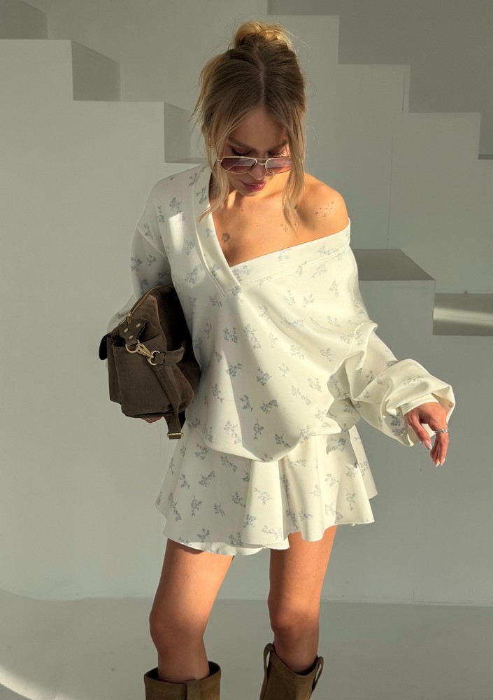 Ollie - Bluza z dzianiny soft Blue Flowers