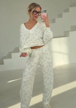 Ollie - Blue flowers printed rayon sweatpants