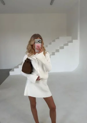 Livia - Ecru knitted mini skirt