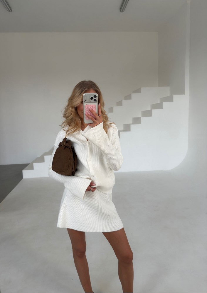 Livia - Ecru knitted mini skirt