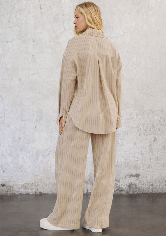 Sole - Beige striped rayon trousers