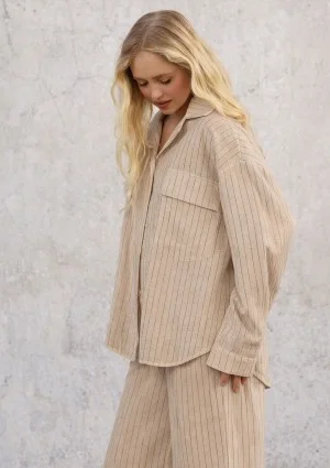 Sole - Beige striped rayon shirt