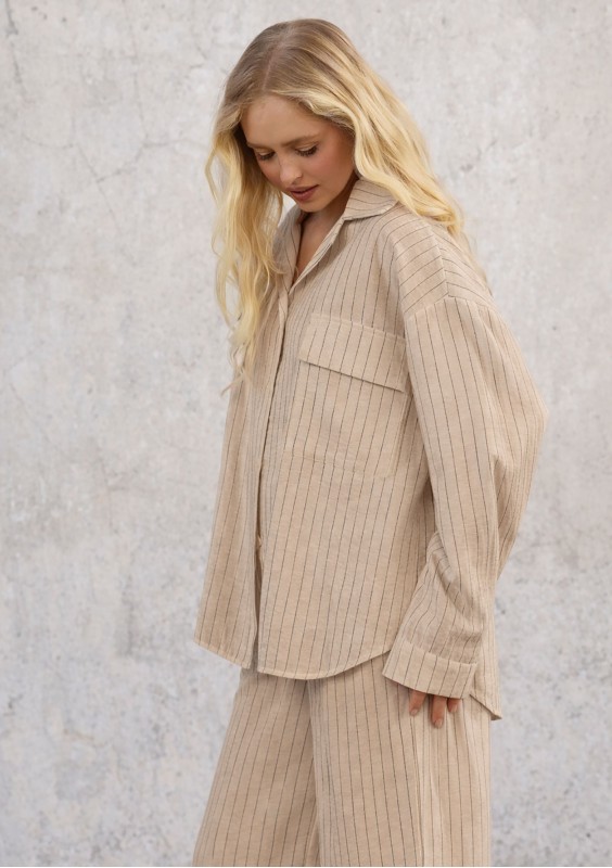 Sole - Beige striped rayon shirt