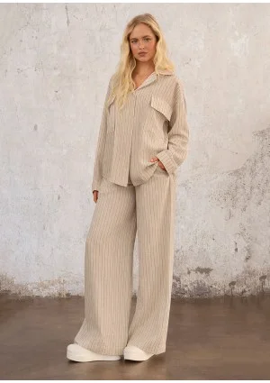 Sole - Beige striped rayon shirt