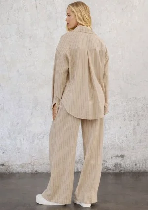 Sole - Beige striped rayon shirt