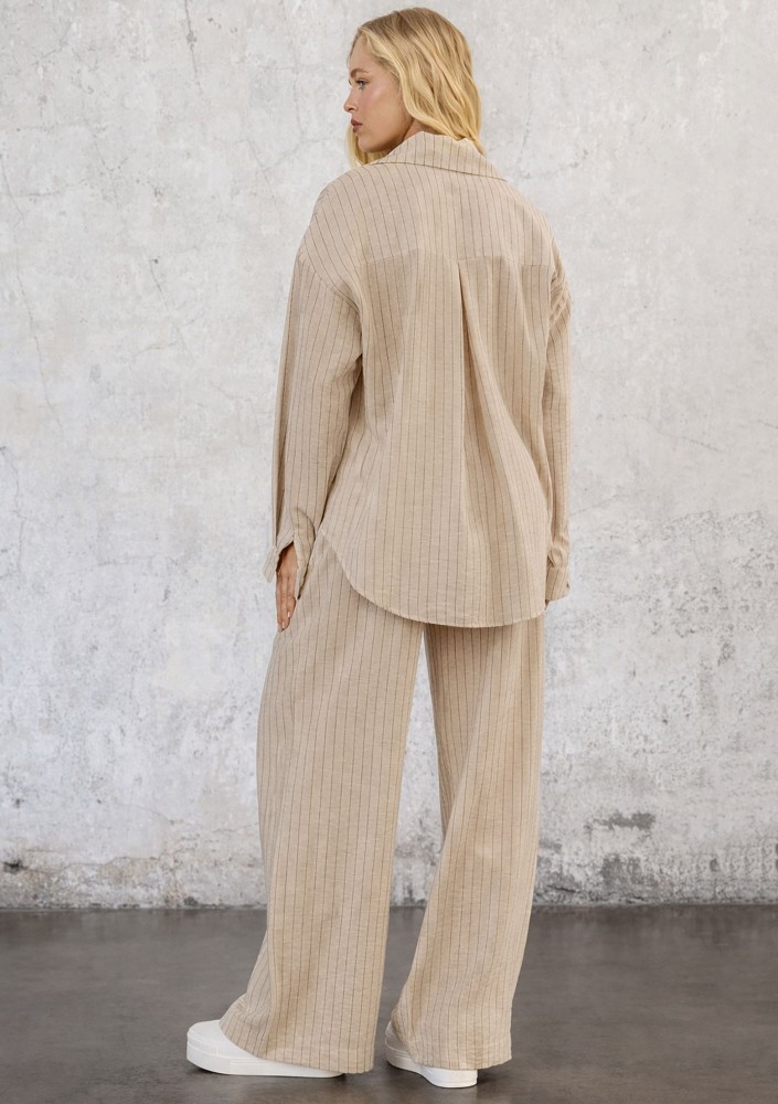 Sole - Beige striped rayon shirt