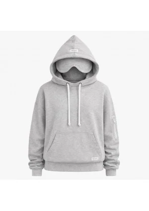 Travel - Bluza kangurka sleep mode Grey Melange