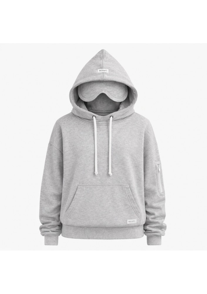 Travel - Bluza kangurka sleep mode Grey Melange