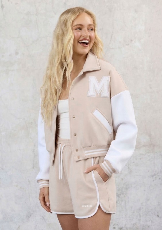 Preppy - Kurtka bejsbolówka z kołnierzykiem Sand Beige