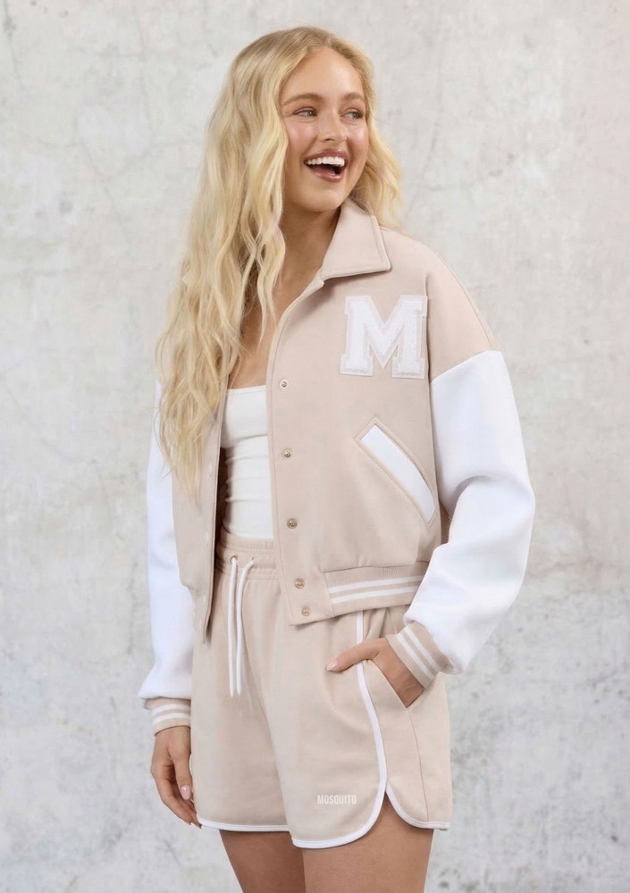 Preppy - Kurtka bejsbolówka z kołnierzykiem Sand Beige