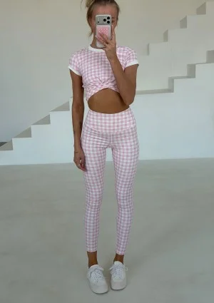 Alpha Short - Pastel pink Vichy checkered top