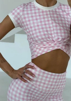 Alpha Short - Pastel pink Vichy checkered top