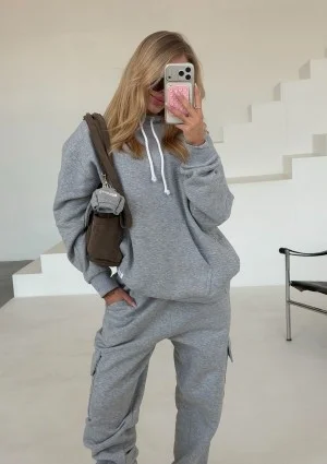 Travel - Bluza kangurka sleep mode Grey Melange