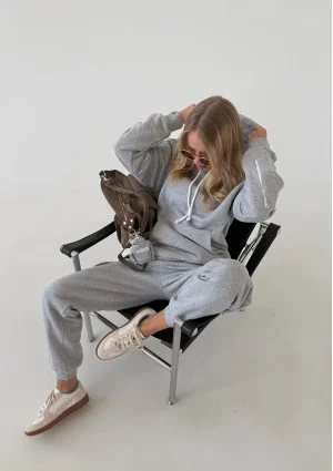 Travel - Melange grey sleep mode kangaroo sweatshirt