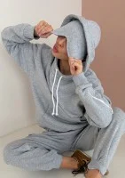 Travel - Bluza kangurka sleep mode Grey Melange