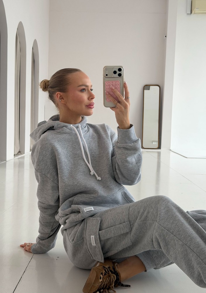 Travel - Spodnie dresowe cargo Grey Melange