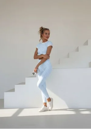 Hi Pure - Legginsy w kratkę Vichy Baby Blue