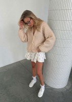 Lumie - Beige fluffy boucle cardigan
