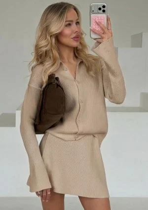 Livia - Beige knitted mini skirt