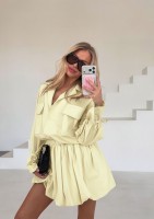 Soley - Yellow oversize cotton shirt
