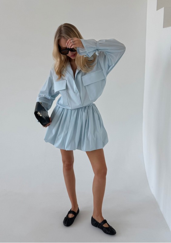 Floe - Light blue cotton mini bomb shirt