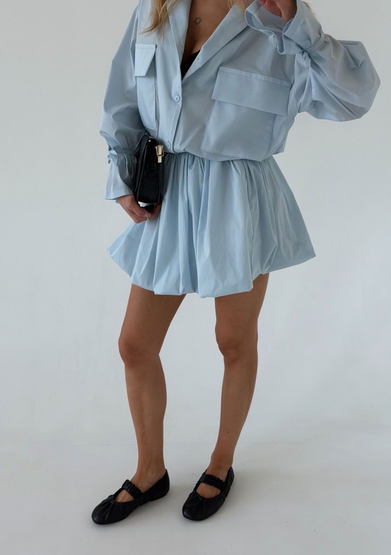 Floe - Light blue cotton mini bomb shirt