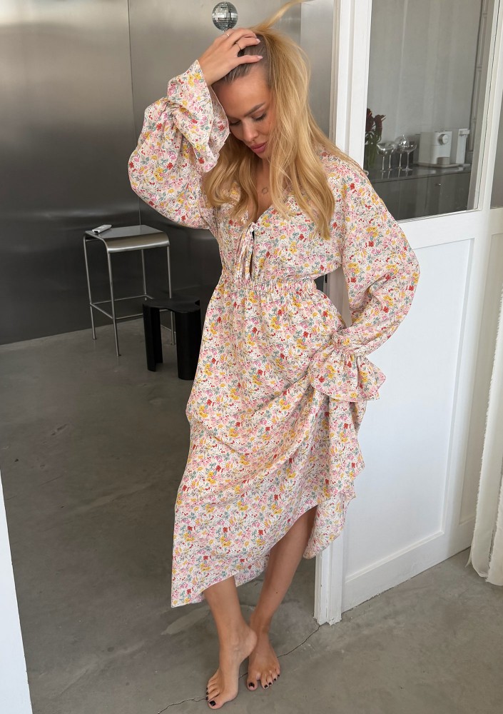 - Pastel floral cotton midi dress