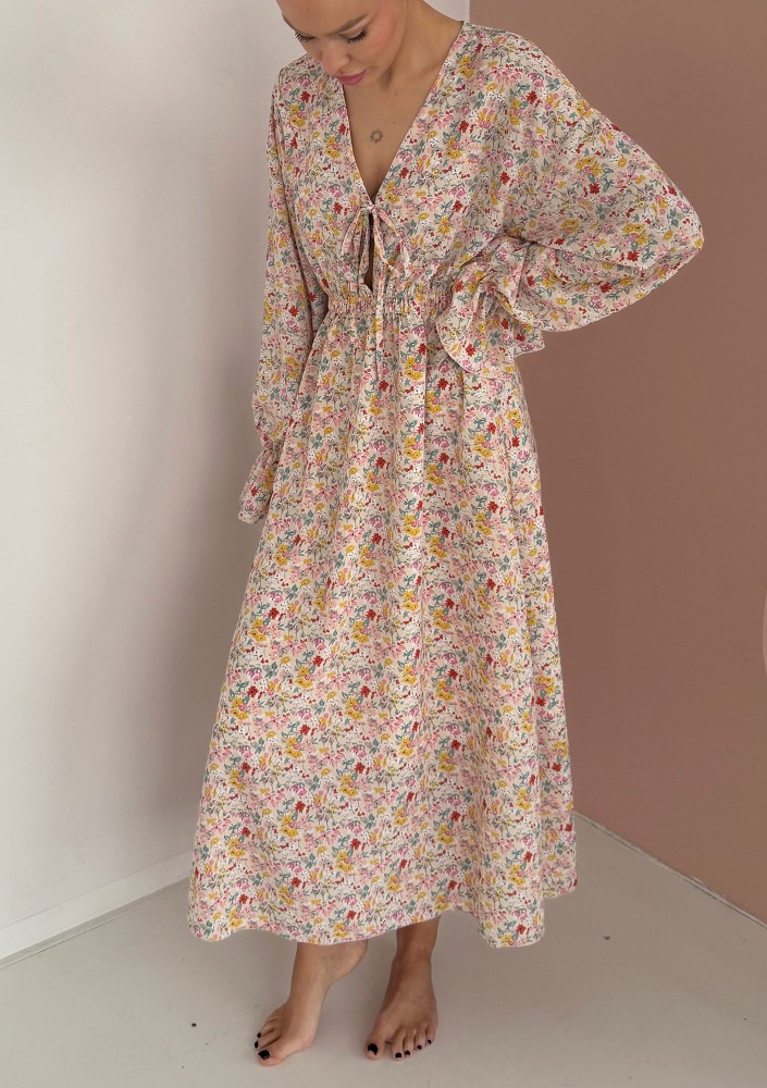 - Pastel floral cotton midi dress