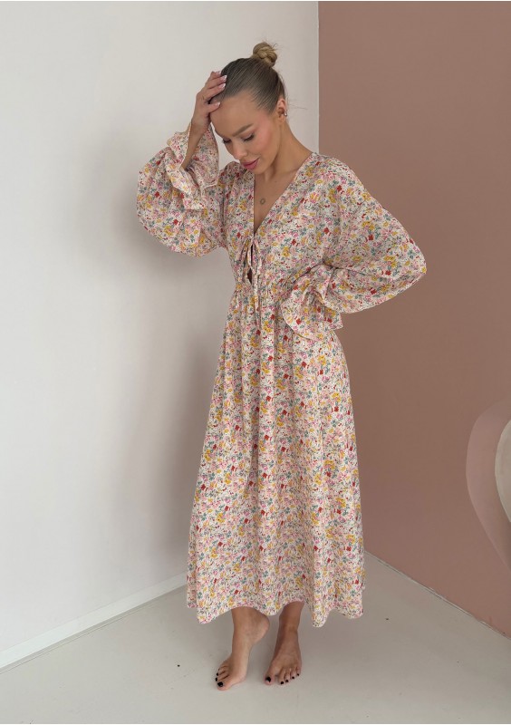 - Pastel floral cotton midi dress