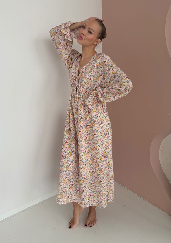 - Pastel floral cotton midi dress