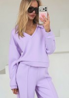 Taro - Bluza z kołnierzykiem soft Lila