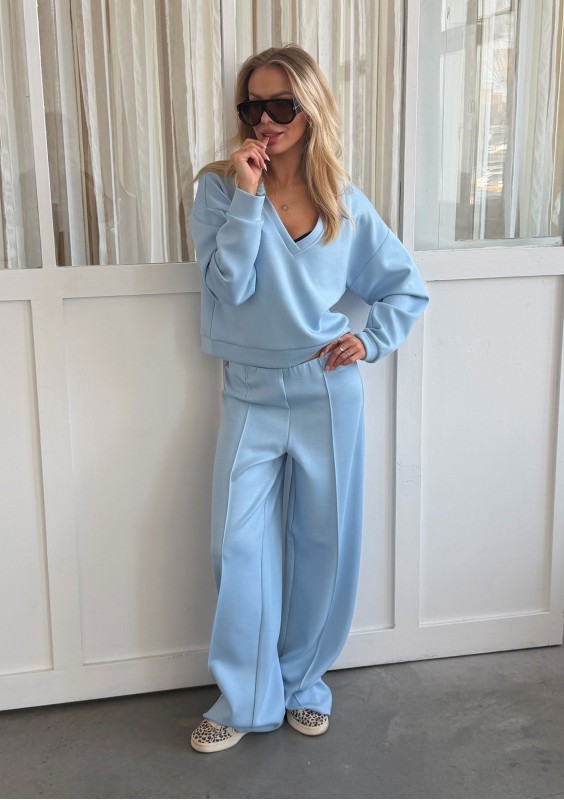 - Light blue rayon sweatpants
