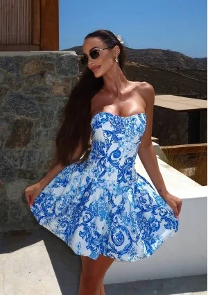 Leyna - Printed mini bomb dress