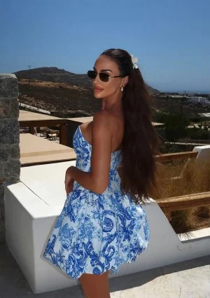 Leyna - Printed mini bomb dress