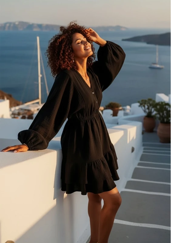 Milla - Black muslin dress