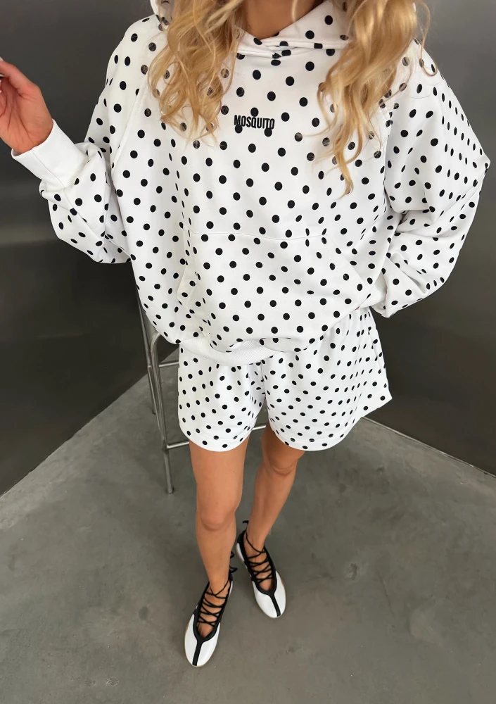 Levi - White and black dotted hoodie