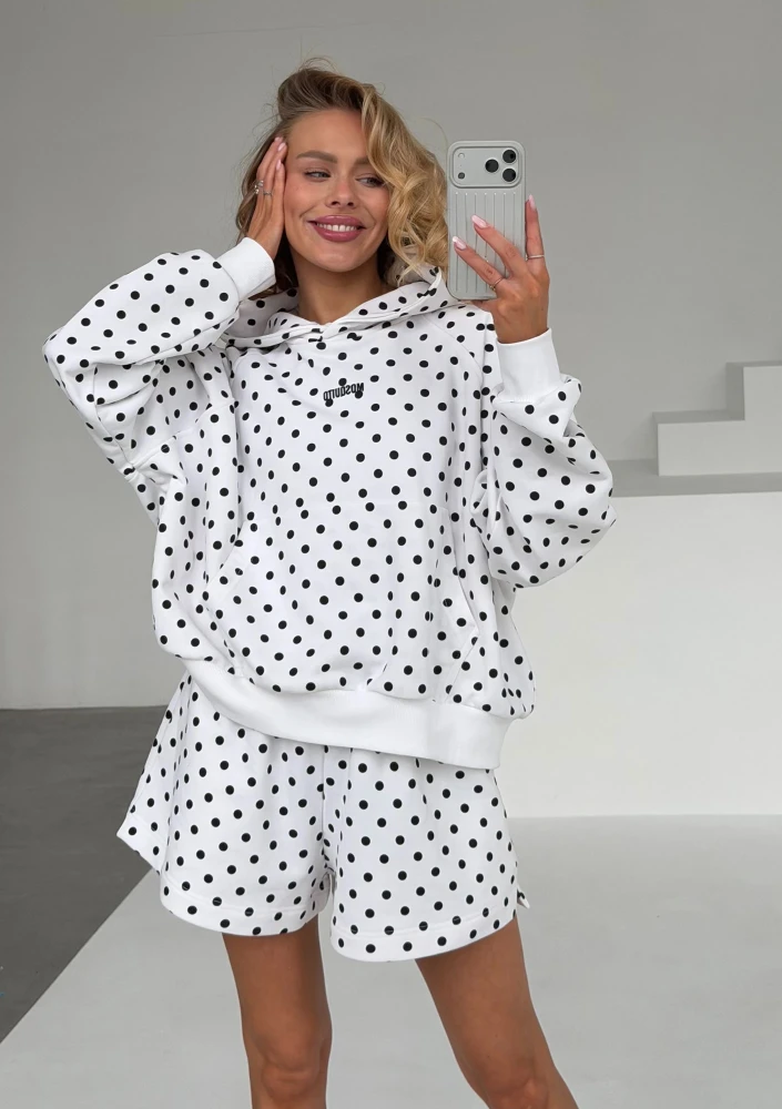 Levi - Biała bluza damska bawełniana w grochy - Mosquito