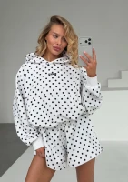 Levi - White and black dotted hoodie