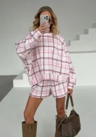 Leni - Pink checkered crewneck jumper