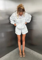 Levi - Szorty dresowe w kratę Light Blue