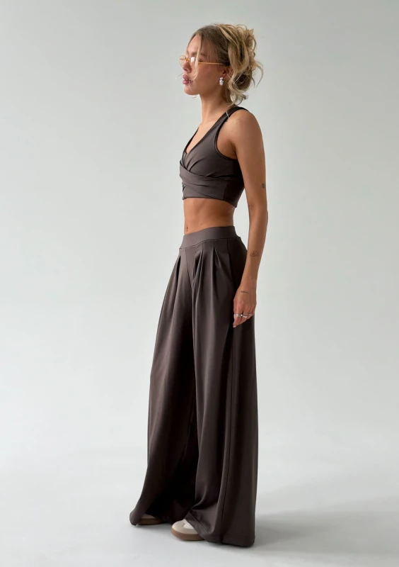 Vexa - Savannah tan brown wide pants