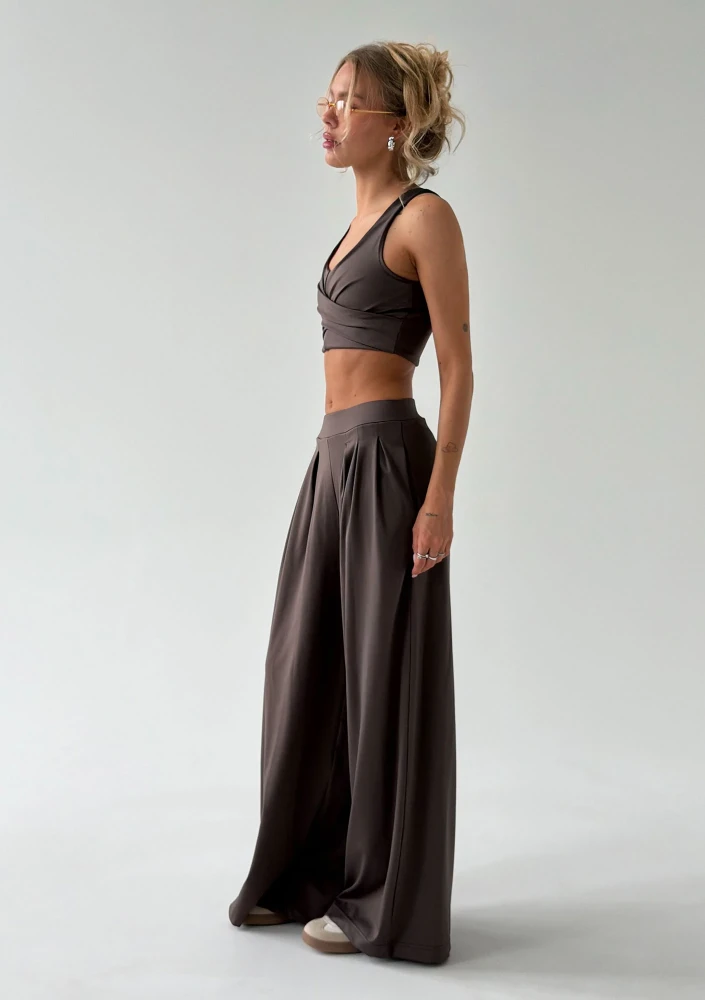 Vexa - Savannah tan brown wide pants