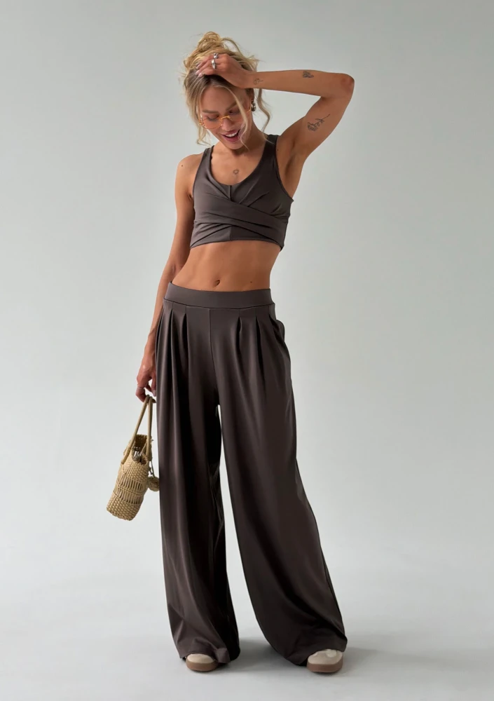 Vexa - Savannah tan brown wide pants